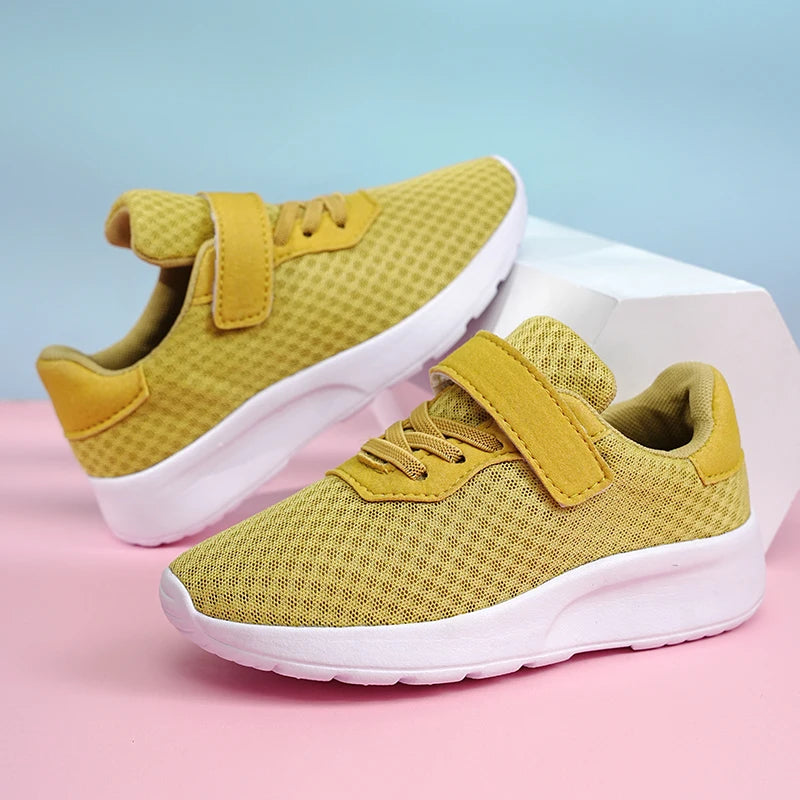 Children's shoes, girls' running and sports shoes, big children's and girls' breathable mesh surface, student shoes, soft soles,