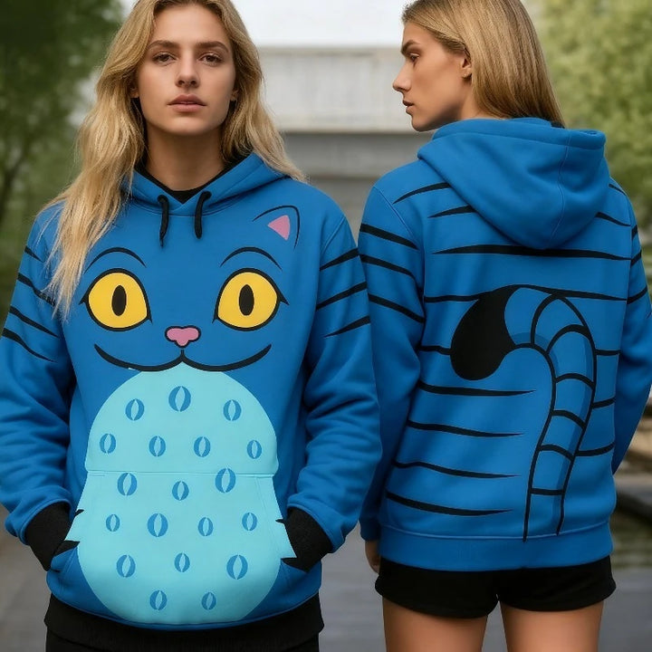 Women's Derpy Printed Hoodie for Autumn Winter KPop Demon Hunters Inspired Cozy Pullover for Daily Wear & Street Style Outings