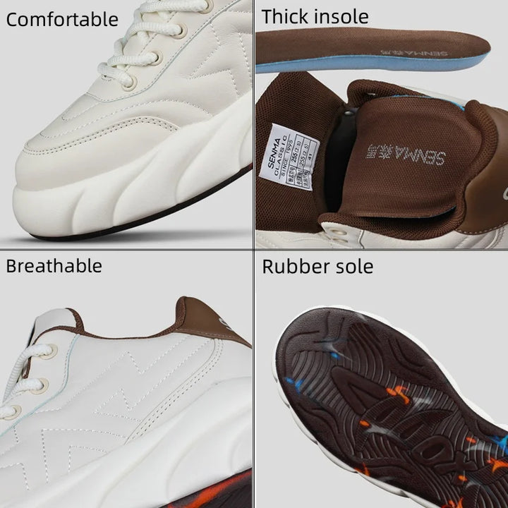 SENMA Sneakers for Men Genuine Leather Casual Shoes Mens Board/Tennis/Running/Walking Shoes Comfortable & Durable Athletic Shoes