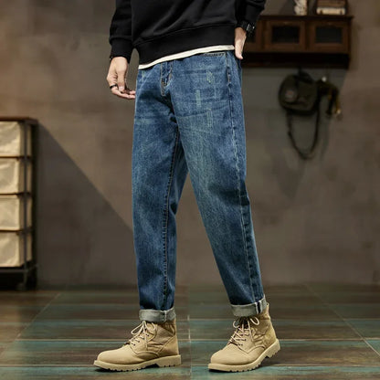 New Autumn and Winter Men's Jeans, High Quality, Comfortable, Versatile, Loose, Straight, Trendy Brand, Men's Harem Long Pants