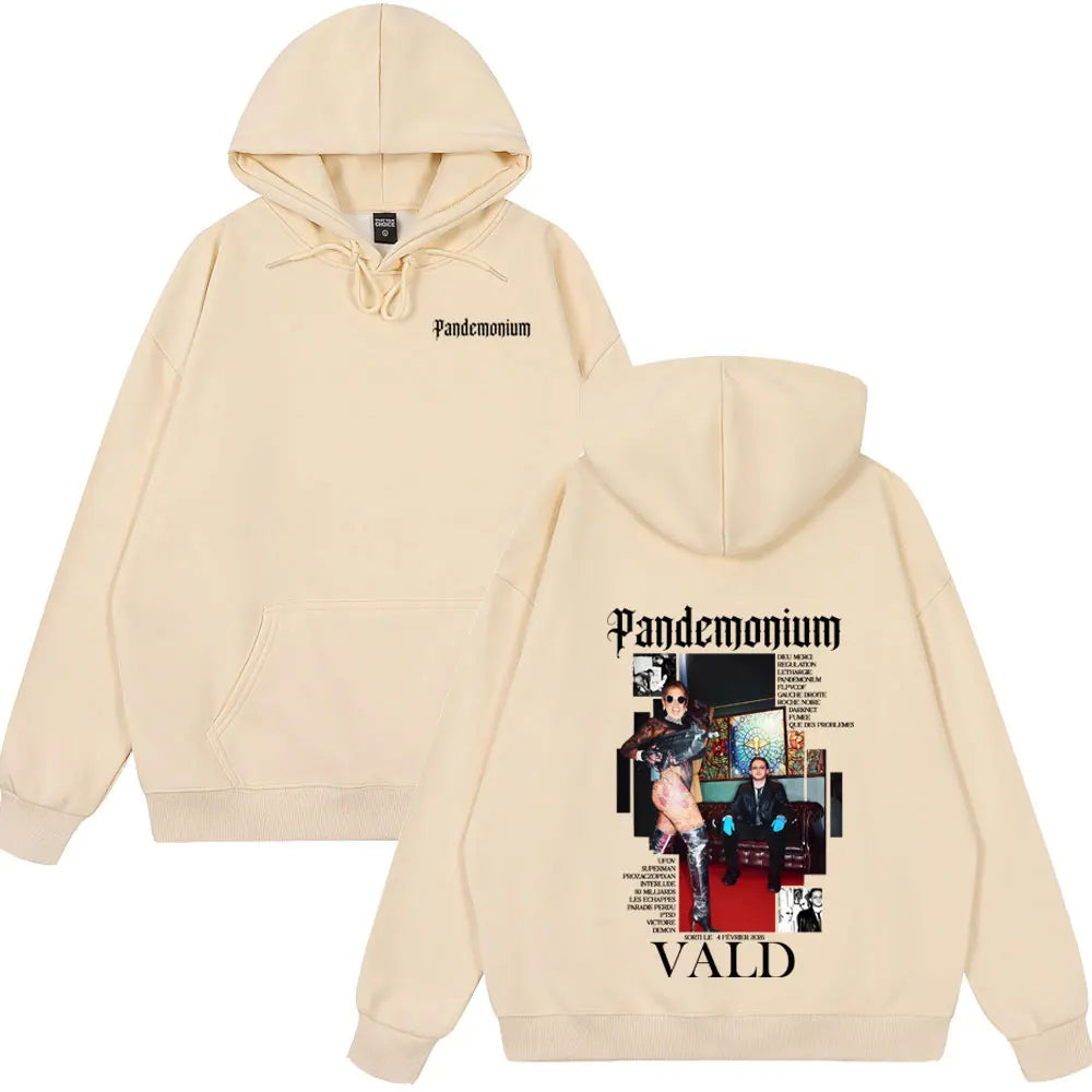 Hot Sale Wear Rapper Vald PANDEMONIUM Album Graphic Hoodie Men Women Hip Hop Fashion Hoodies Male Vintage Wear Winter Streetwear