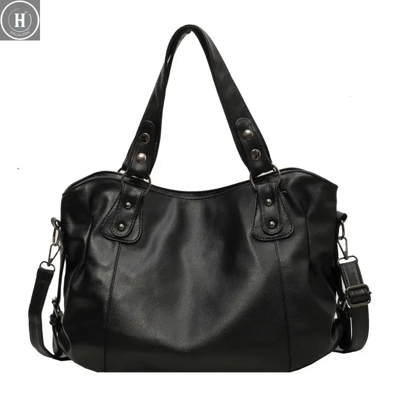 Ladies Large Capacity Brand Handbag Pu Leather Women's Retro Tote Bag Korean Fashion Shoulder Bag Winter White Zipper Handbag HALALZEN