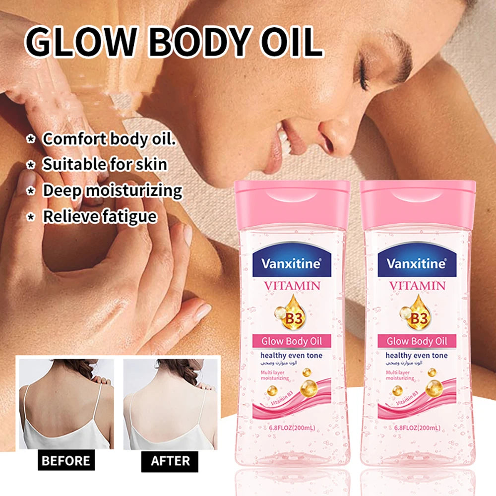 Vaseline Massage Body Oil Brighten Skin Tone Improves Dry Flaky Skin Body Care Nourishing Moisturizing Body Gel Oils Skincare