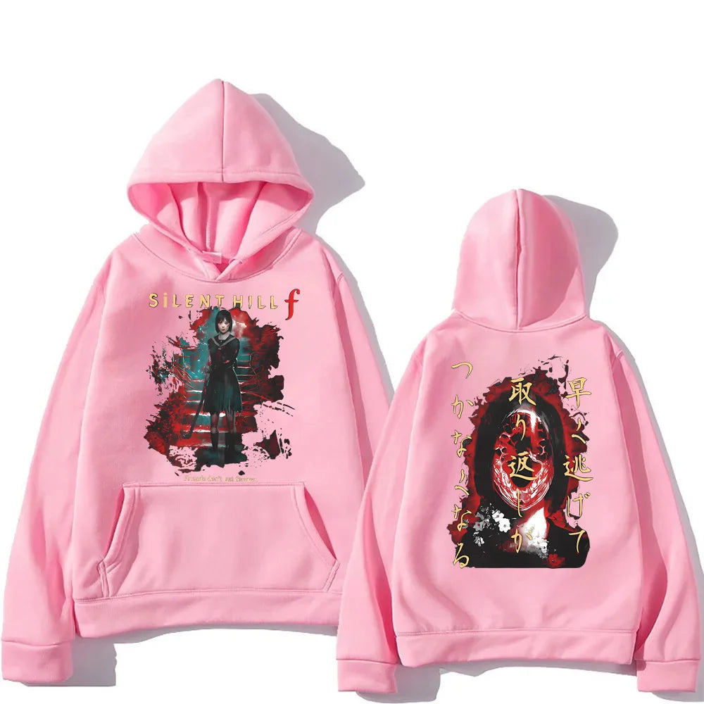 Silent Hill Double Sided Print Hoodie Men Women Harajuku Vintage Hooded Sweatshirts Gothic Fashion Pullovers