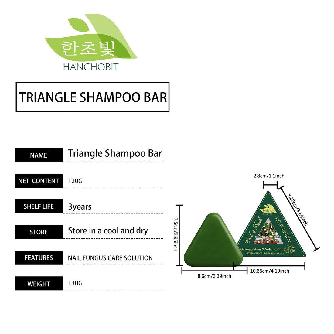 Triangle Herbal Nourishing Shampoo Bar Clean Scalp Reduce Loss Strengthen Hair Control Water-oil Balance Repair Damaged