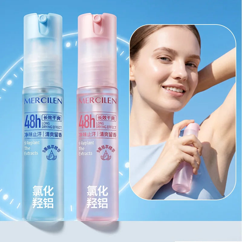 Mercilen Antiperspirant Deodorant Body Freshening Spray, Long-Lasting Freshness, Effectively Controls Odor in Underarms and Other Body Areas, Keeps Skin Fresh, Has a Sleek Design, Is Easy to Carry and Use, Suitable for Both M