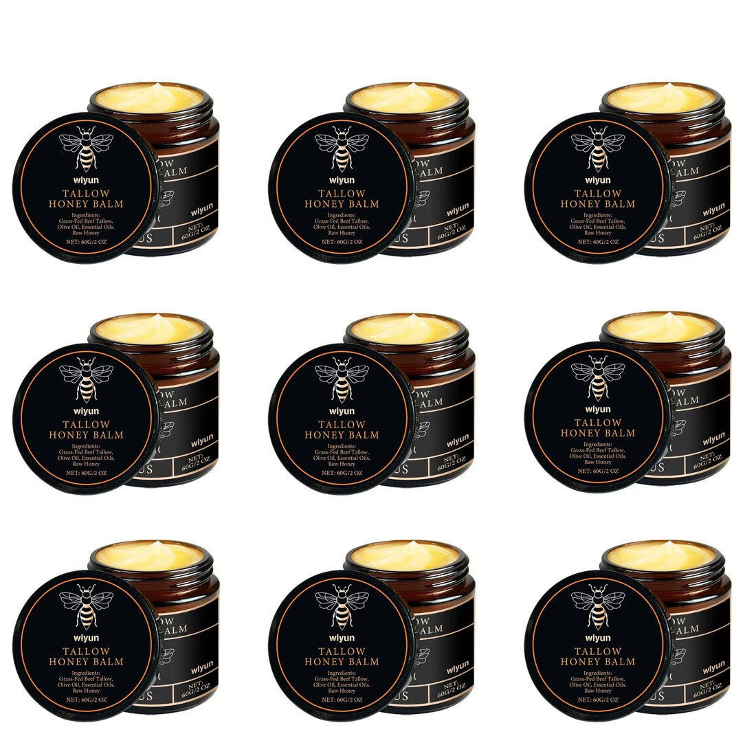 Organic Grass Fed Beef Tallow Balm Raw Honey Moisturizing Soft Improve Elasticity Long-Lasting Smooth Hydrating Cream Skin Care
