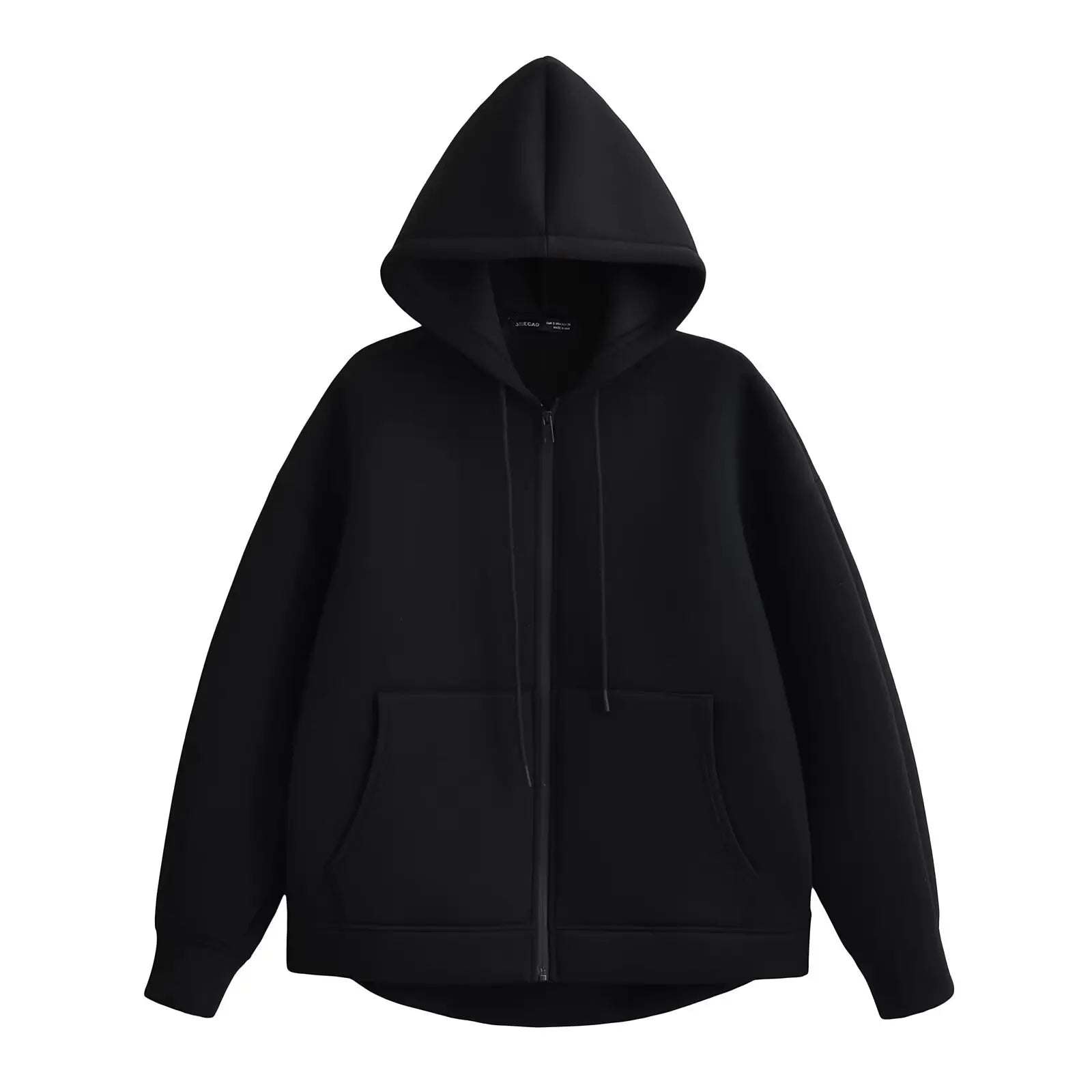 TRAFZA 2025 Casual Women's Soild Zipper Hoodie Long Sleeve Big Pocket Zipper Jacket With Hood Female Loose Outerwear Coat Tops
