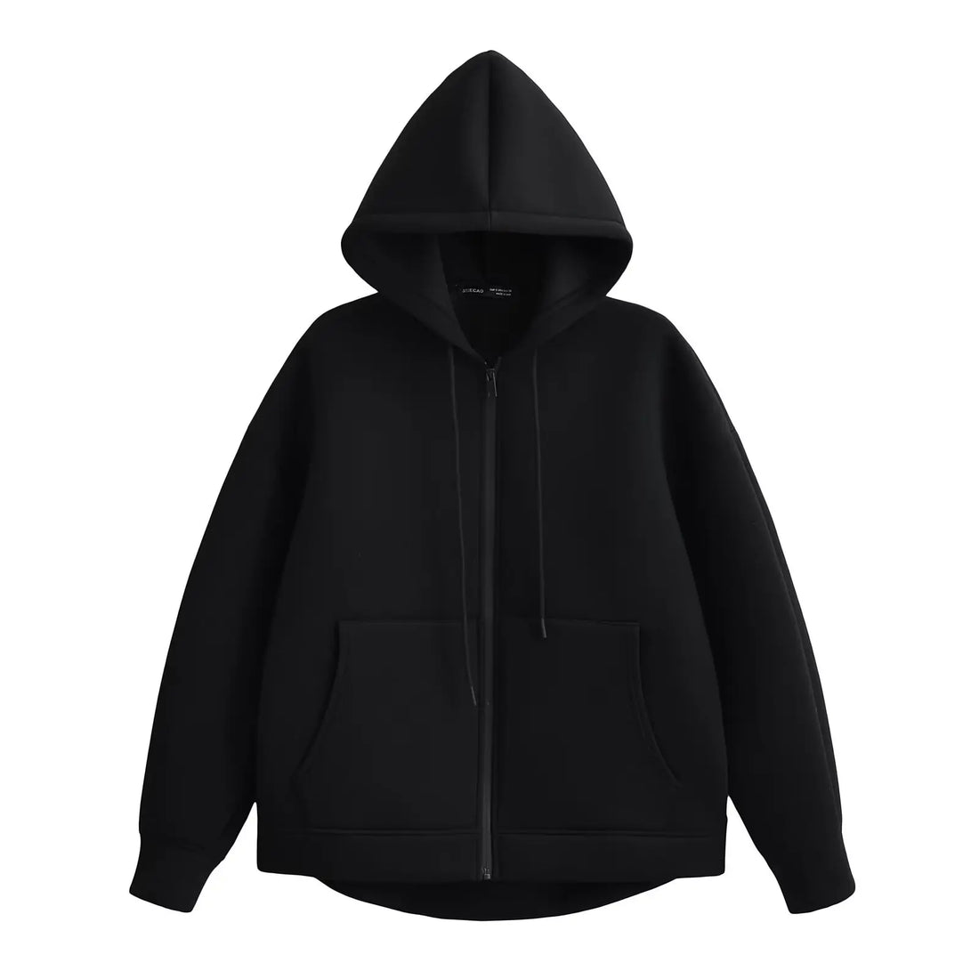 TRAFZA 2025 Casual Women's Soild Zipper Hoodie Long Sleeve Big Pocket Zipper Jacket With Hood Female Loose Outerwear Coat Tops
