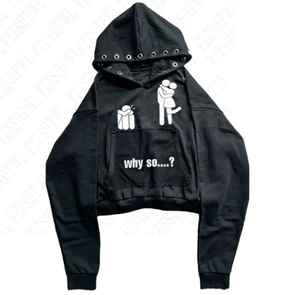 American retro y2k Harajuku street autumn and winter retro trend punk men's and women's personalized printed pullover hoodies