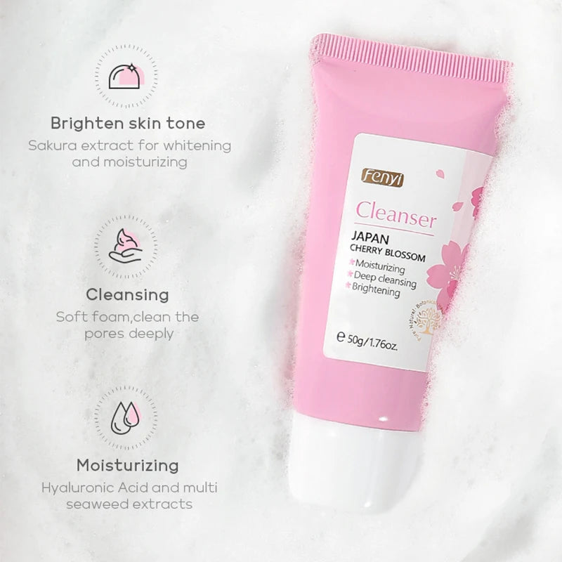 Vitamin C Sakura Facial Cleanser Face Wash Foam Foam Face Cleanser Moisturizing Whitening Anti-aging  Wrinkle Skin Care Halalzen