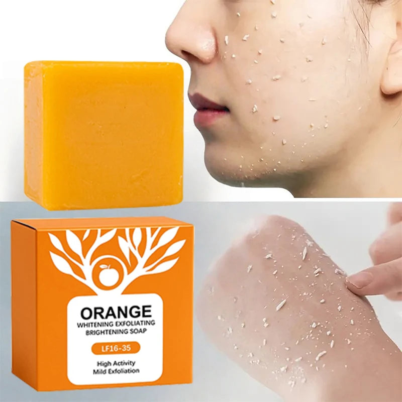 100g Orange Enzymes Mild Exfoliating Brightening Soap Bar,Face Body Gentle Cleansing Hydrating Moisturizing,Smooth Tender Skin Halalzen