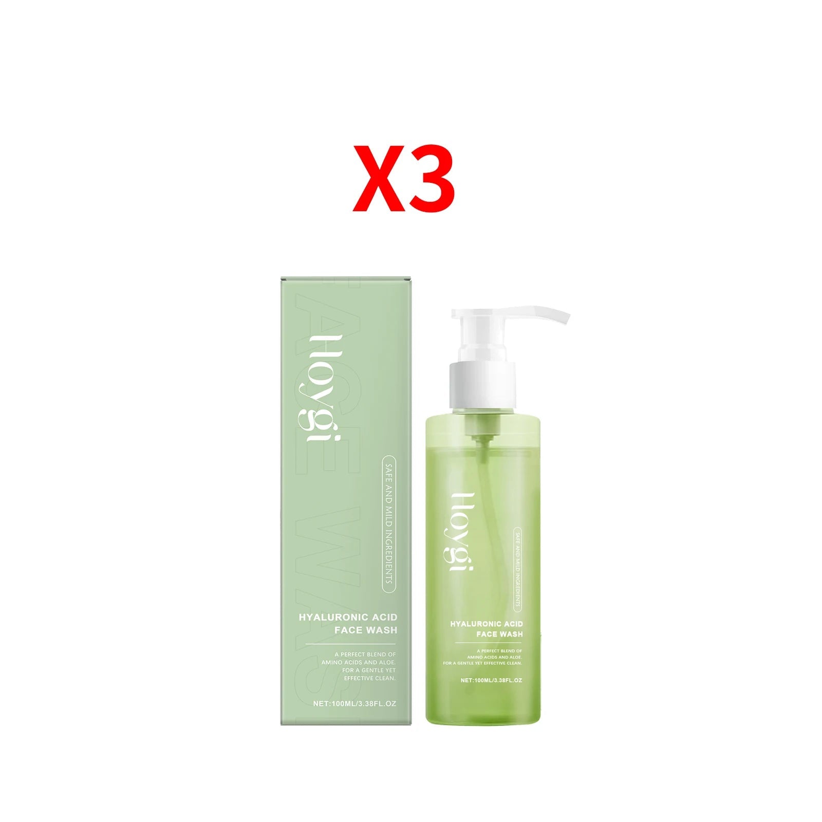 Hyaluronic Acid Facial Cleanser Exfoliating Whitening Skin Moisturizing Oil Control Deep Cleansing Pores Gel Face Wash Skincare Halalzen