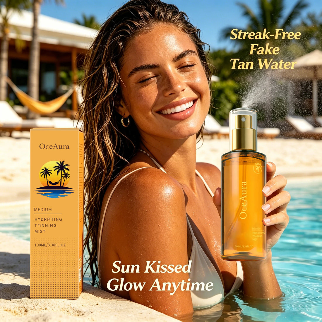 Hydrating Self Tanner Mist Sunless Tanning Spray Medium Bronze Glow Body Bronzer Water Natural Fake Tan Mist Long Lasting