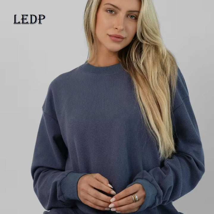 European American New Women's Suits Autumn New Fashion Casual Solid Color Loose Long-sleeved Wide-leg Pants Two-piece Ladies