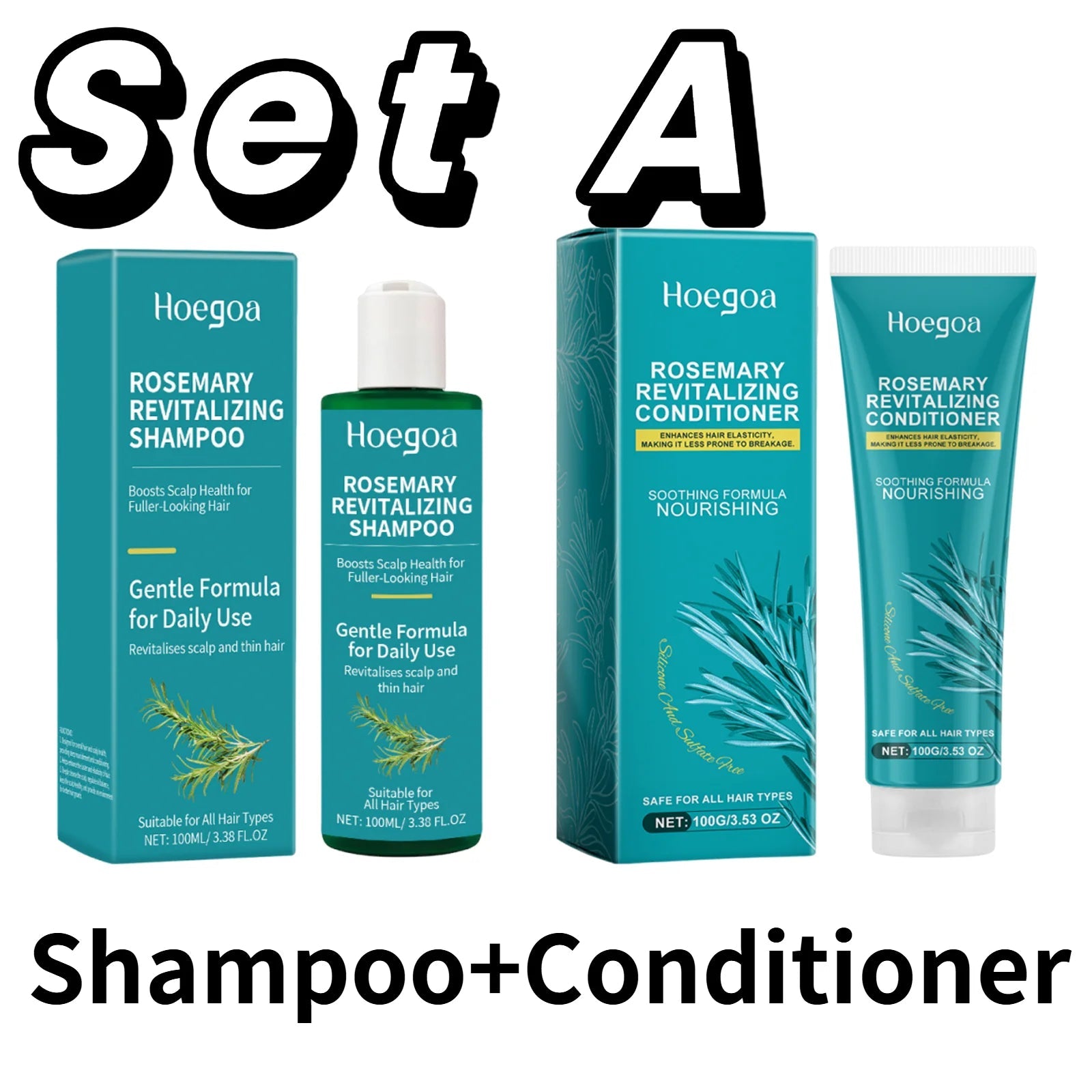Organic Rosemary Hair Care Set Shampoo&Conditioner&Serum Nourish Strengthen Hair Roots Improve Dry Frizzy Hair Smooth Treatment Halalzen