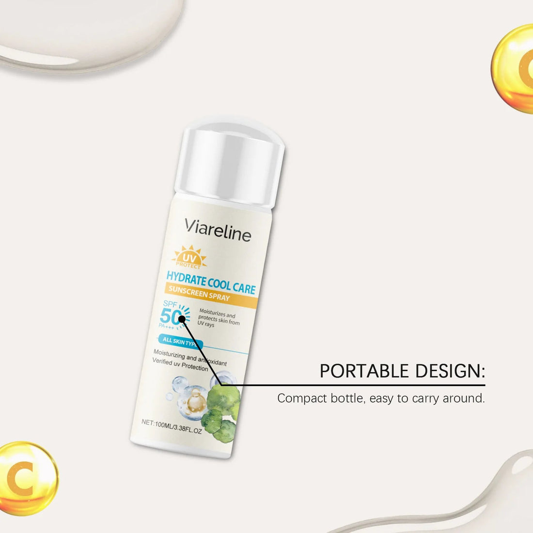 Sun Protection Spray Broad Spectrum SPF 50 UVA UVB Protection Sunburn Prevention Waterproof Lightweight Lasting Sunscreen Mist Halalzen