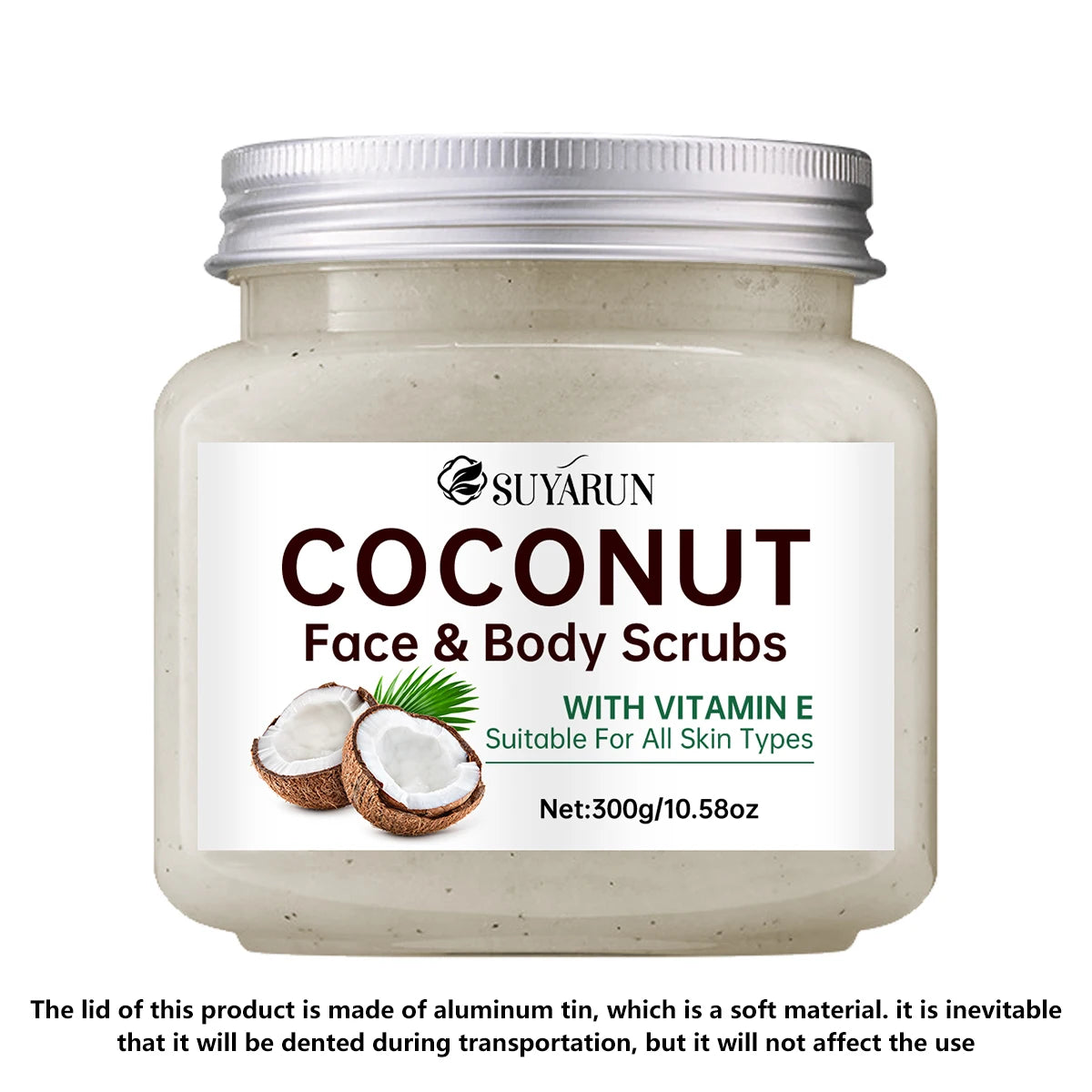 SUYARUN Organic Coconut Sugar Body Scrub Exfoliating & Moisturizing - Natural Spa Care for Soft Skin - 300g.