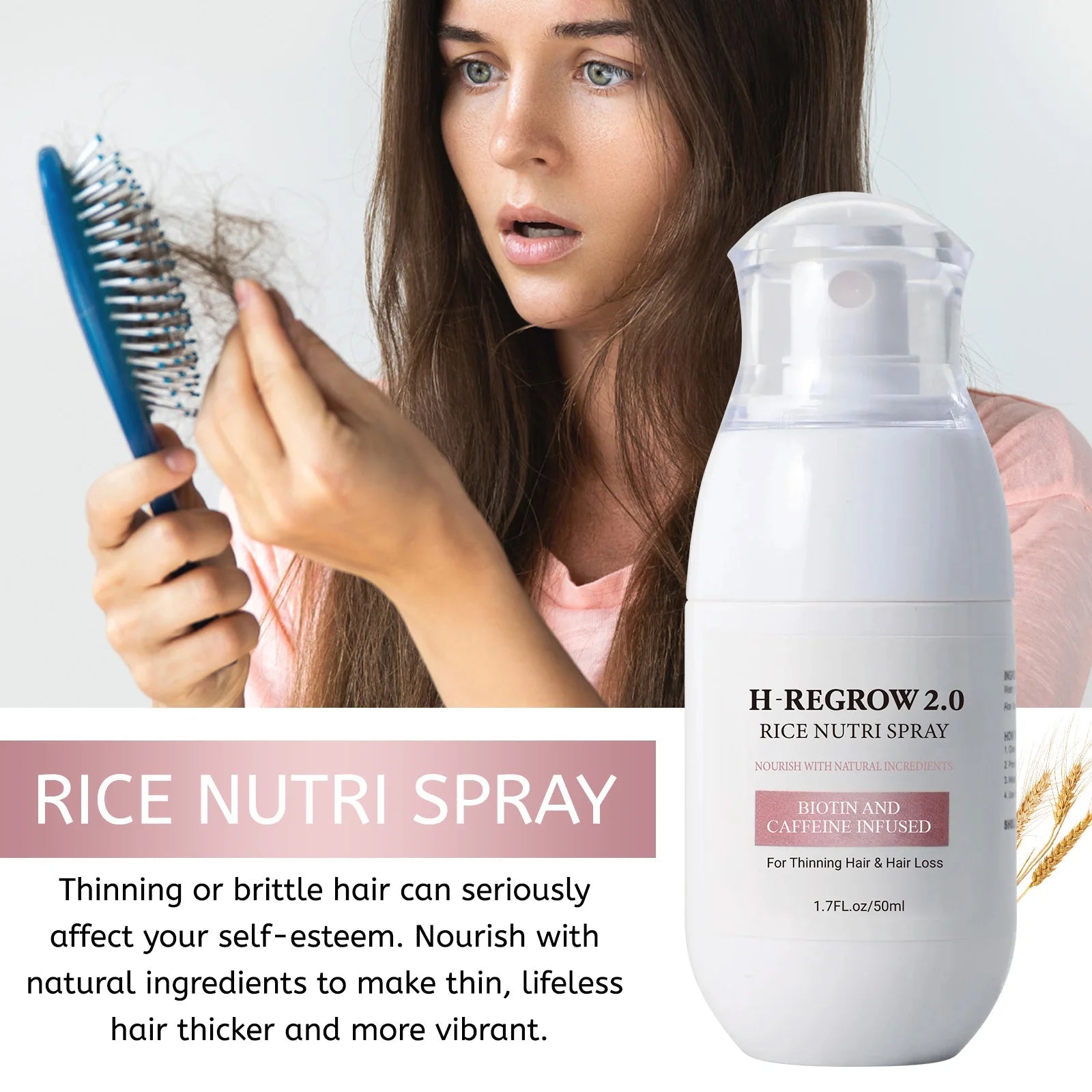Hair Spray Rice Water Strong Hair Follicle Root Thick Loss Prevention Nourishing Soften Hair Helper Care Spray For Thinning Hair Halalzen