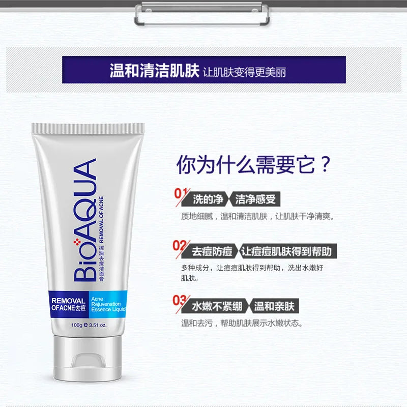 BIOAQUA Facial Cleanser  Anti Wrinkle Face Wash Foam skincare Face Cleanser Anti Acne Blackhead Remover Skin Care Halalzen