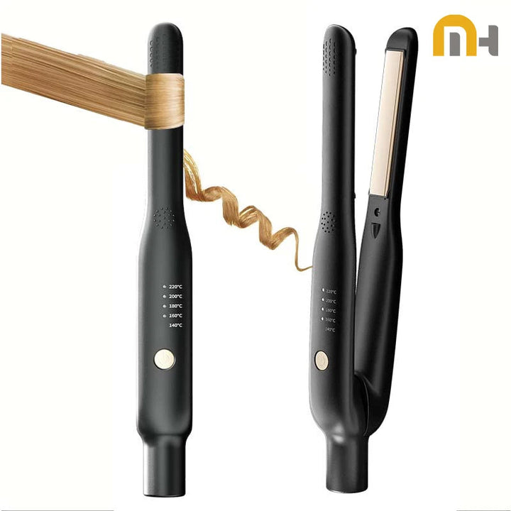 2-in-1 Mini Hair Straightener & Curler - Ceramic Fast Heating 140-220°C - Portable Flat Iron for Short Hair Travel Styling Halalzen