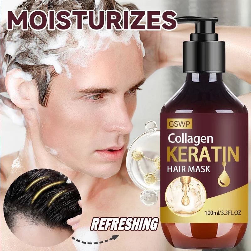 GSWP Collagen Keratin Hair Mask,for dry and damaged hair. moisturizes, controls frizz, leaves hair smooth and shiny. gift.100ml Halalzen