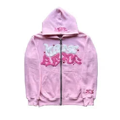 American retro star and letter printed zipper hoodie for men and women Y2K Spring and Autumn cardigan jacket