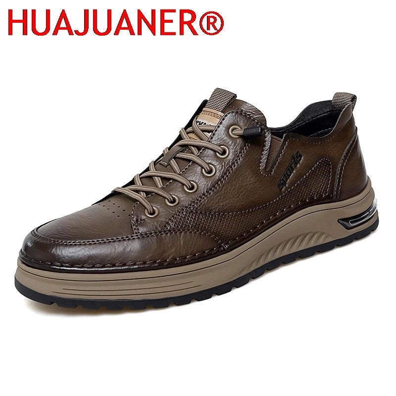 Designer Brand Men Genuine Leather Outdoor Oxford Shoe Antiskid Wear-Resistant Vulcanized Shoe Comfy Casual Lace-Up Running Shoe