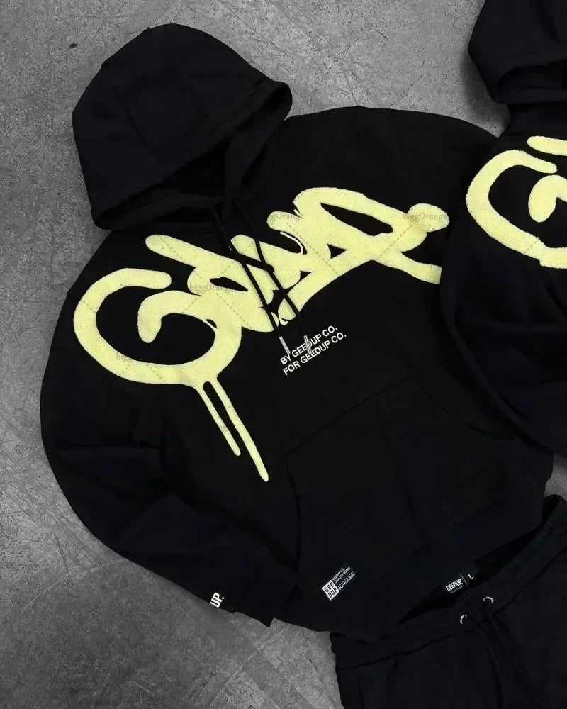 Korean Fashion New Letter Printed Hoodies Y2K Women's Casual Joker Hoodies Tie-dye Printed Couples Personalized Street Clothes