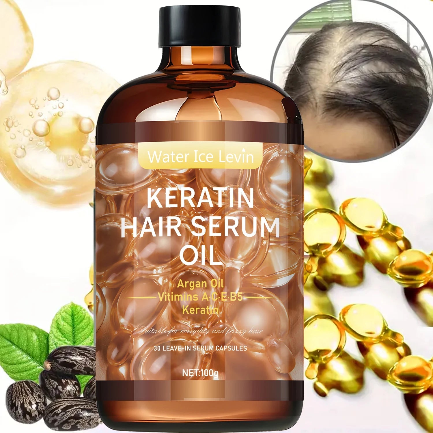 Hair Care Essential Oil, Repairs Hair Roots and Fills Cuticles and Pores, Deeply Nourishes and Locks in Moisture, Moisturizes Dry Hair Halalzen