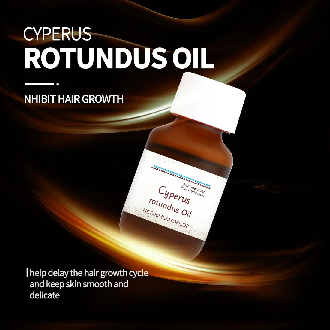 Pure Cyperus Rotundus Oil for Hair Removal Reducing Armpit Legs Arms Body Hair Inhibitor Smooth Body Skin Hair Removal Oi 60MLl