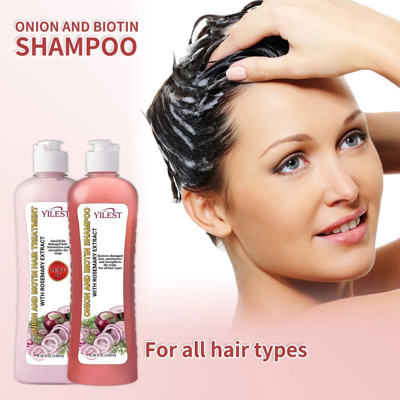 YILEST Onion Biotin Rosemary Shampoo Set Nourishes Hair Roots Restores Hair Luster Improves Hair Quality, Hair Care Cleanliness Halalzen