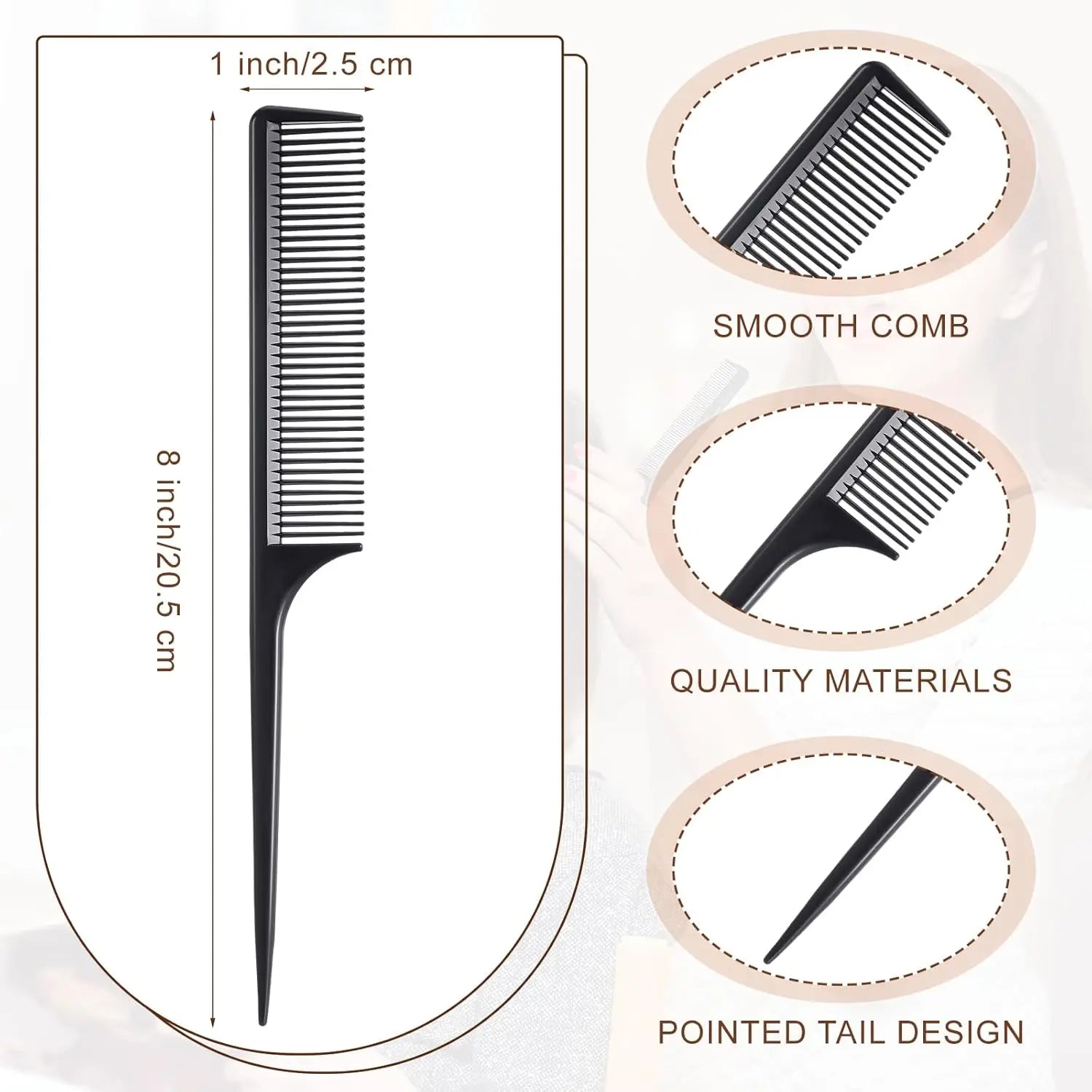 Wholesale 60 Pcs Rat Tail Comb Bulk Hair Styling Comb Plastic Anti Static Heat Resistant Tail Combfor Braiding Hair