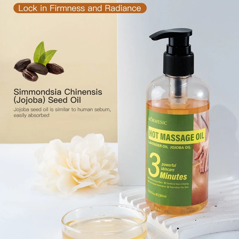 230ml Body Massage Essential Oil, Containing Glycerin, Lavender Extract, Caffeine, and Other Ingredients, Warming Massage Oil He