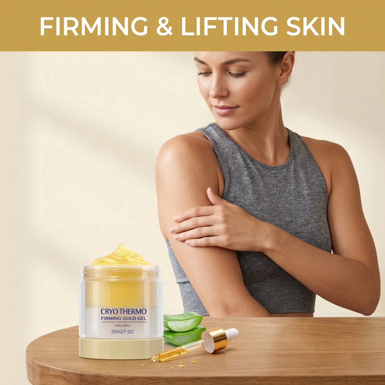 Cryo Thermo Firming Gold Massage Gel Skin Firming Lifting Hydrating Aloe Vera Nano Golden Body Care Detoxification Gel 200g