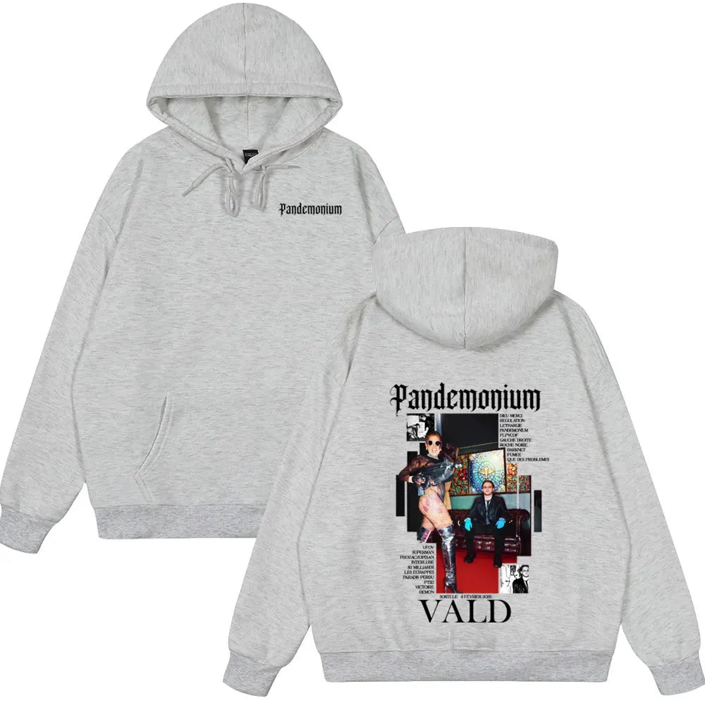Hot Sale Wear Rapper Vald PANDEMONIUM Album Graphic Hoodie Men Women Hip Hop Fashion Hoodies Male Vintage Wear Winter Streetwear