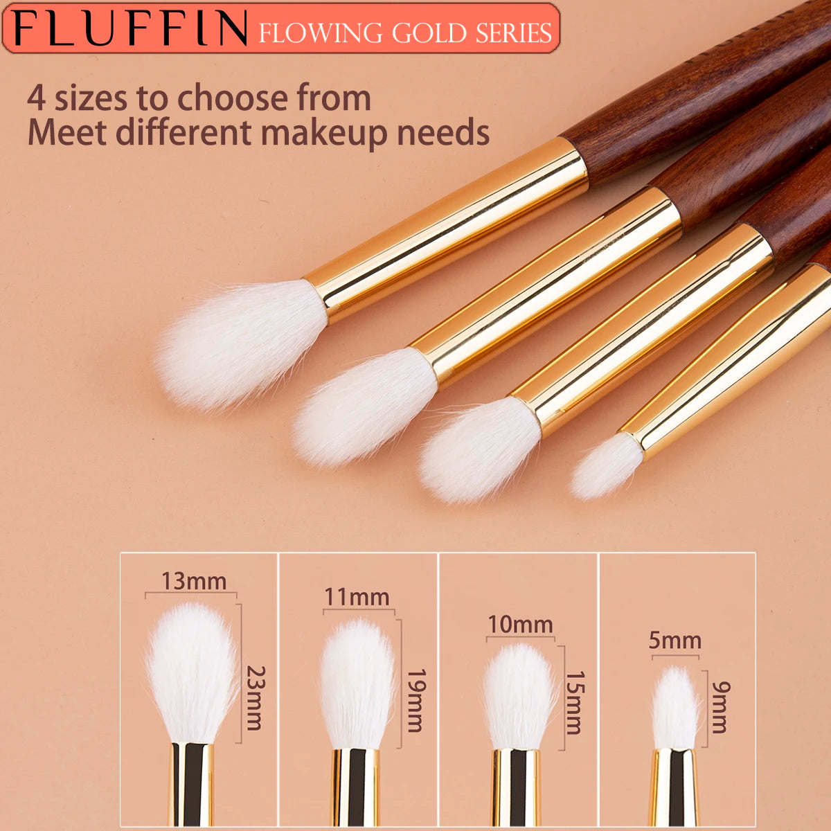 Eyeshadow Crease Brush Goat Hair Flame Nose Shadow Eye Shadow Blending Crease Makeup Brush Copper Rosewood High End Makeup Tool
