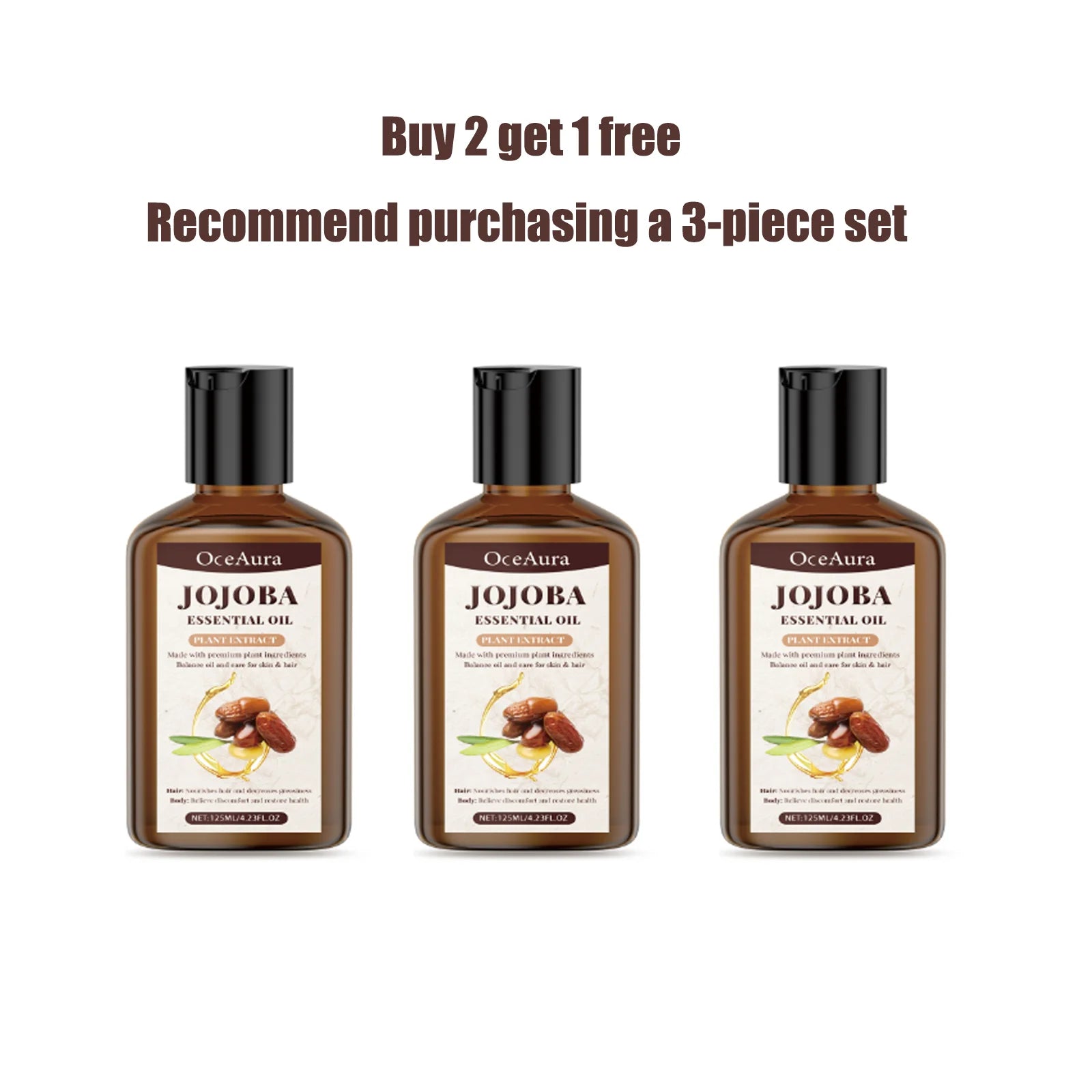 OceAura Jojoba Essential Oil for Hair & Body Deep Moisturizing Nourishing Soothing Redness Itching Relieving Hair Body Care Oil