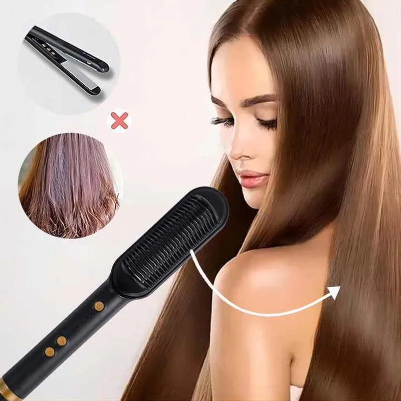 Electric Hair Straightener Brush Professional Fashion Fast Heating Ceramic Hair Straightener Halalzen