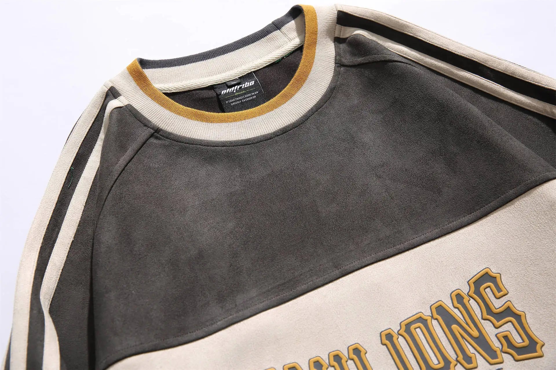 Men Sweatshirts Suede Hip Hop Spring And Autumn Couple Sports Pullovers China-Chic Loose Versatile Casual Tops Spliced