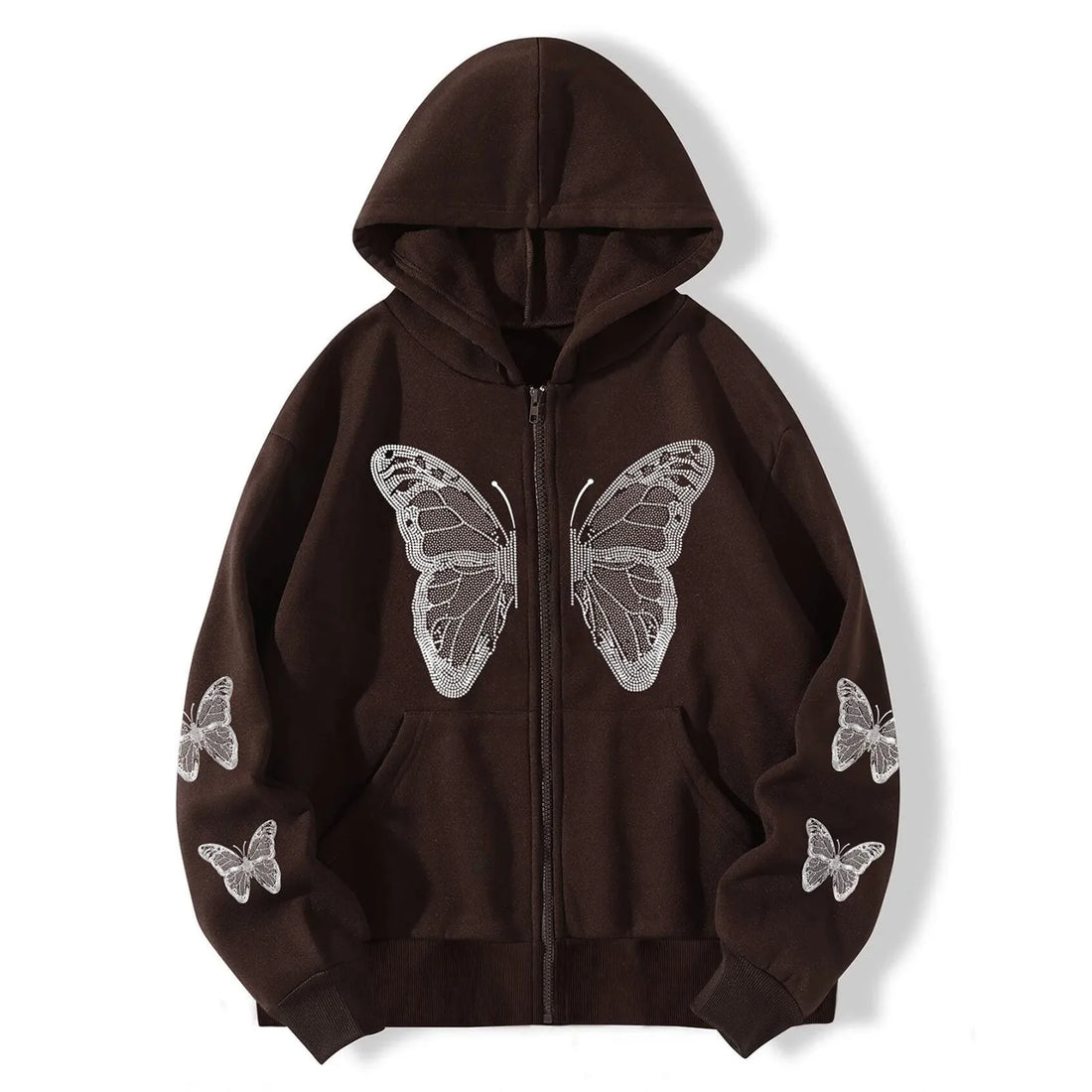 New Streetwear Autumn Butterfly Printed Zip Up Hoodie Women Harajuku Y2k Jackets Cardigan Gothic Punk Clothes Sweatshirts