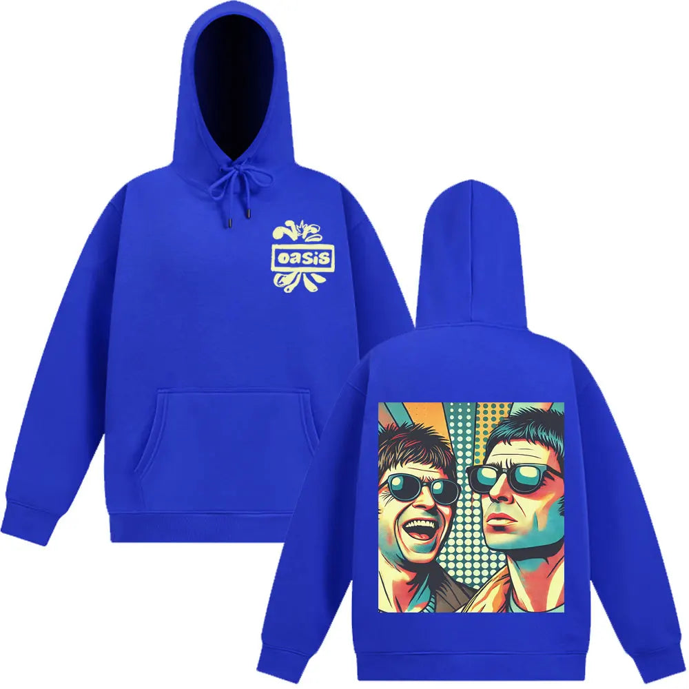 O-Oasis Rock Band Double-sided Fashion Hoodies 90s Music Graphic Rock Fan Gift Sweatshirts Long-sleeved Hip-hop Loose Pullover