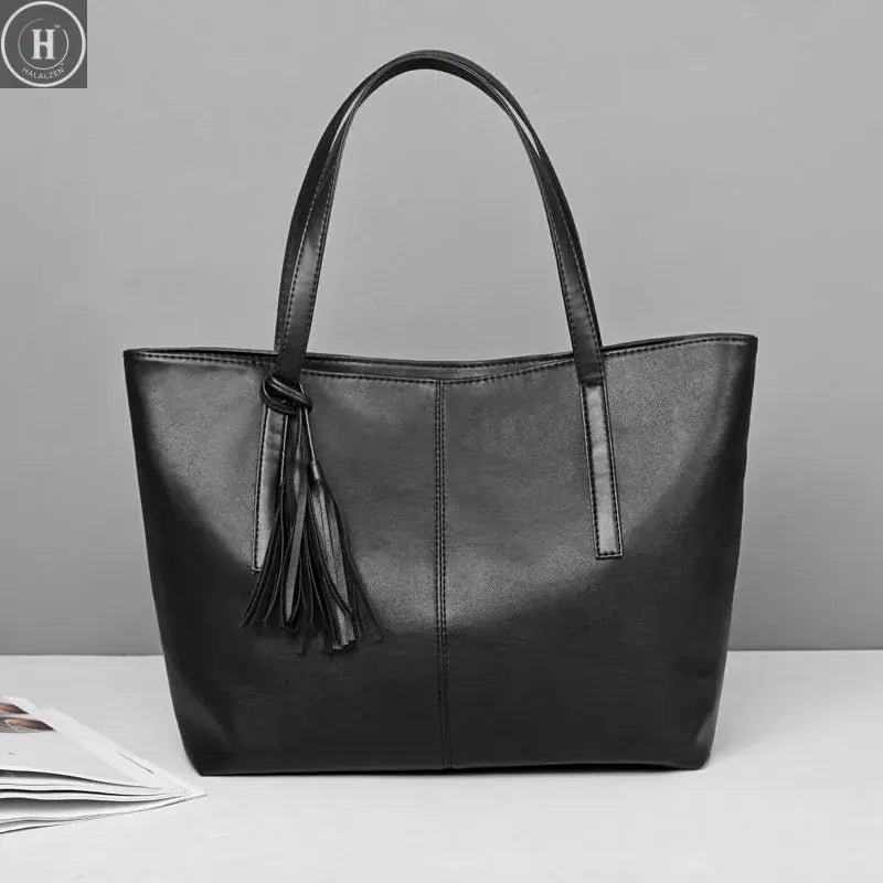 Ladies Large Capacity Handbags Women Retro Tassel Design Tote Luxury Brand PU Leather Shoulder Bag Female Top Handle Sac A Main HALALZEN
