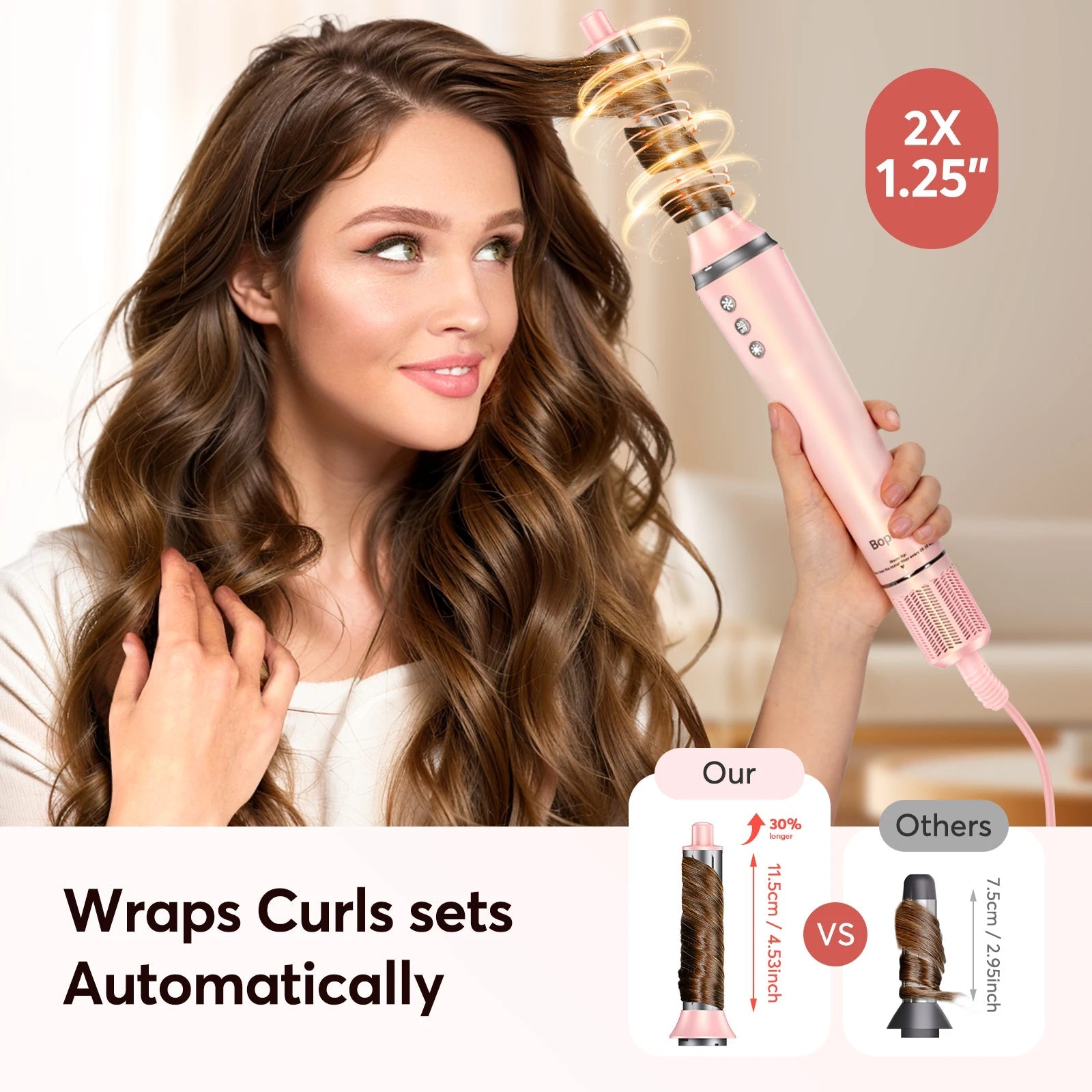 Bopcal 5 In 1 Hair Dryer Hot Air Comb Electric Hair Curling Iron 1200W High Speed Blower Multifunctional Styling Tools Hairdryer Halalzen