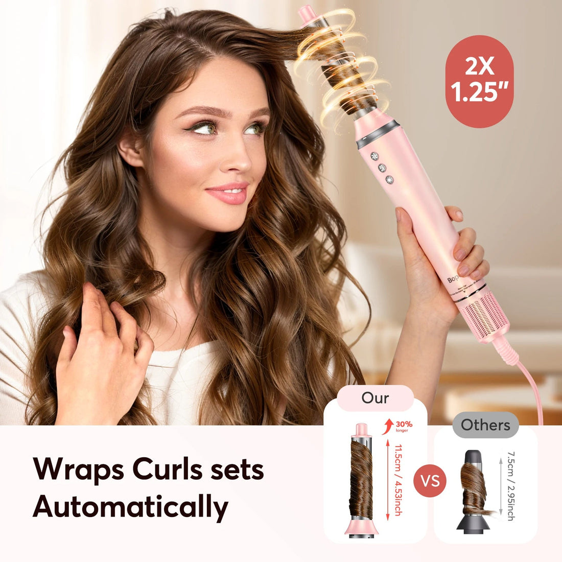 Bopcal 5 In 1 Hair Dryer Hot Air Comb Electric Hair Curling Iron 1200W High Speed Blower Multifunctional Styling Tools Hairdryer Halalzen