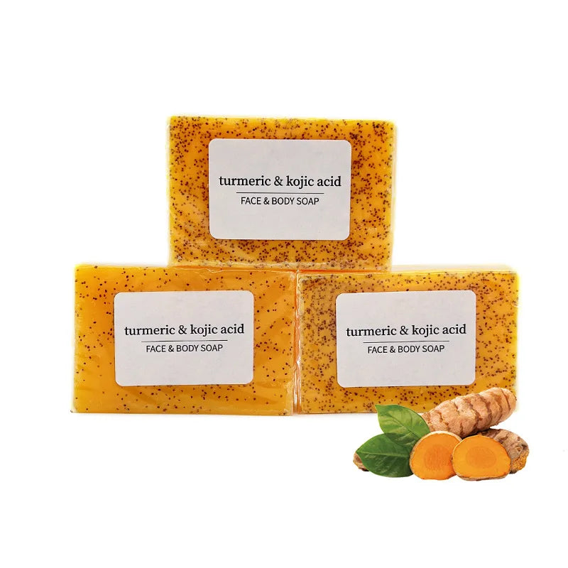 Turmeric Natural Bar Soap for Men, Lemon Kojic Acid Soap, Shower and Facial Soap