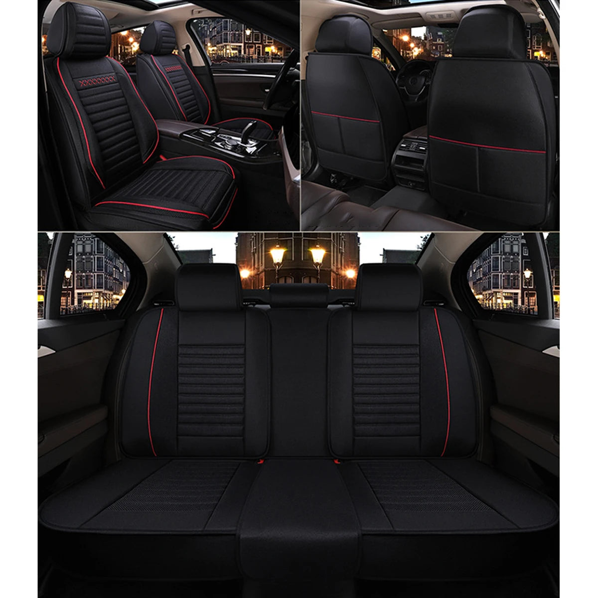 Car Seat Covers Full Set Linen, Fit For Ford Escape, Edge, Focus, Fusion, Mustang Mach-E, Maverick, EcoSport, Taurus