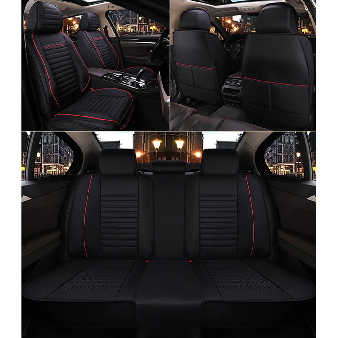 Car Seat Covers Full Set Linen, Fit For Ford Escape, Edge, Focus, Fusion, Mustang Mach-E, Maverick, EcoSport, Taurus