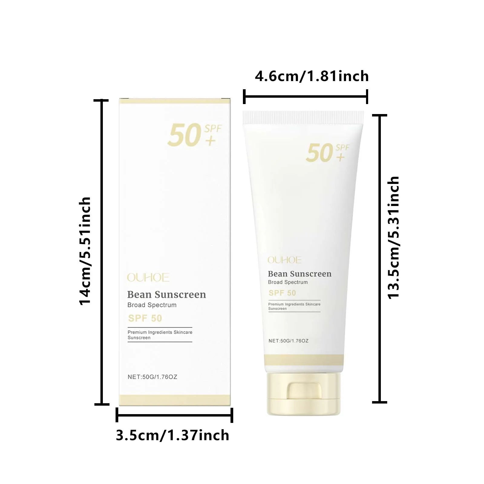 SPF 50+ Mild Moisturizing Sunscreen Soothe Cool Sunblock UVA/UVB Brighten Anti Oxidate Sun Prevent Sunburn Moisturize Sunscreen Halalzen