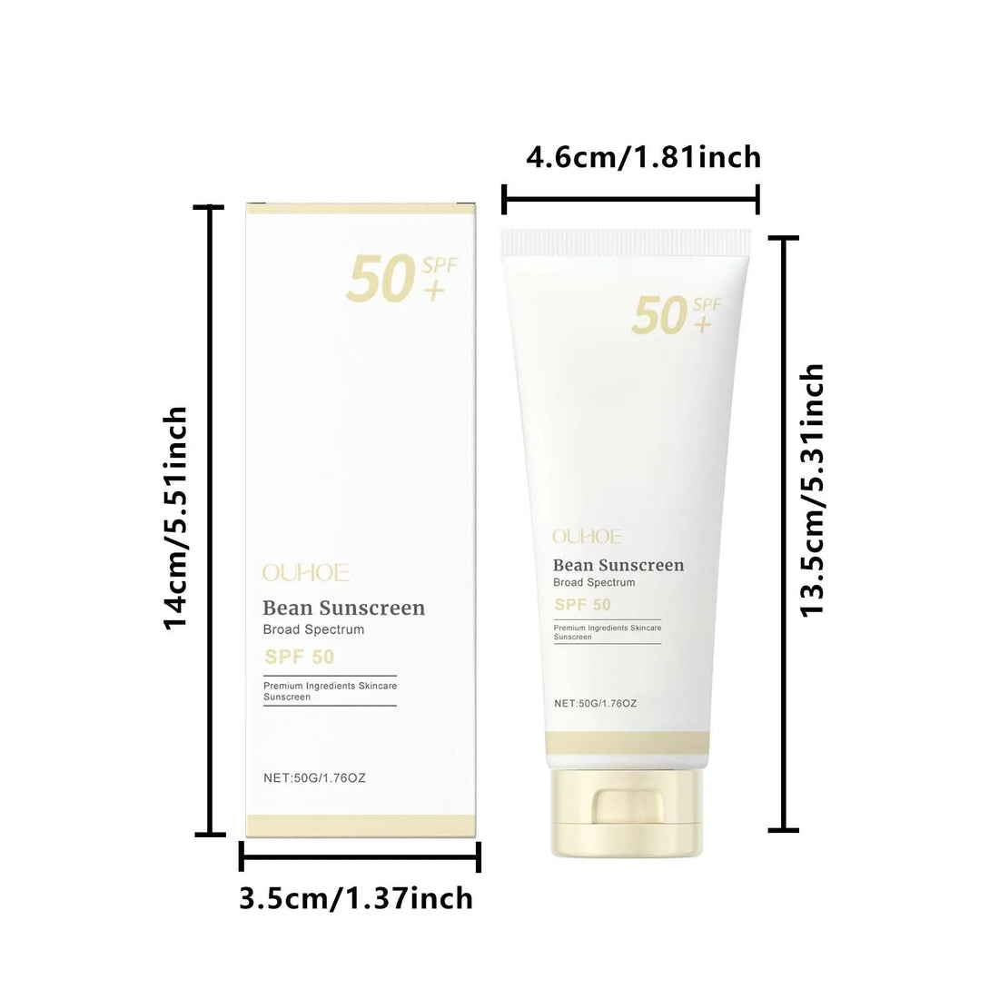 SPF 50+ Mild Moisturizing Sunscreen Soothe Cool Sunblock UVA/UVB Brighten Anti Oxidate Sun Prevent Sunburn Moisturize Sunscreen Halalzen